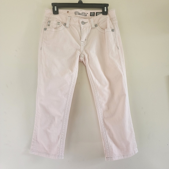 Miss Me Straight Leg Cropped  Jeans in Pale Pink Size 28 - Picture 1 of 14
